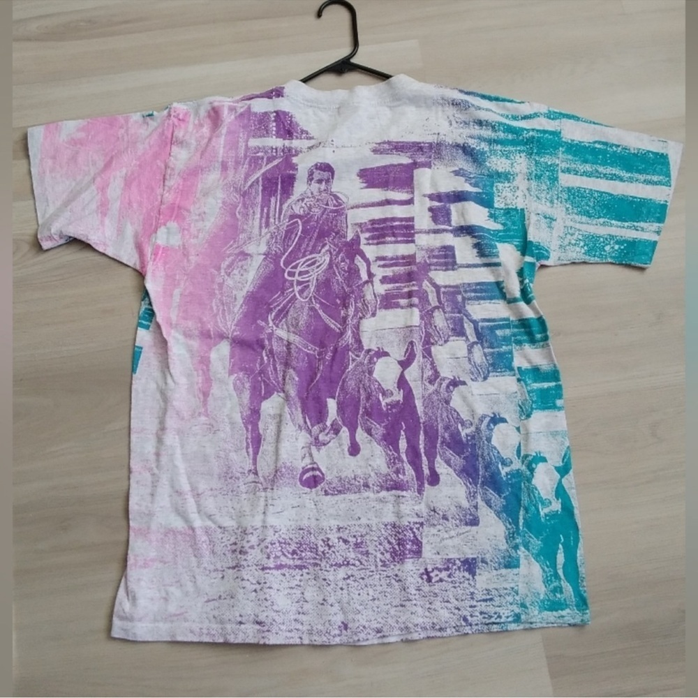 Horsin' Around Vintage 1993 Rodeo All Over Print Cowboy tee top shirt ad… - Picture 2 of 5